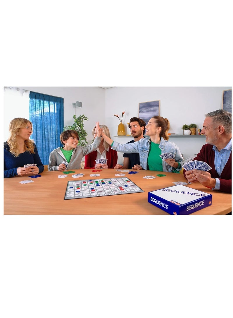 SEQUENCE Sequance is a group strategy game. It is a fun card and board game that combines intelligence and planning. It is suitable for children, adults, and all family members. It develops strategic thinking and a spirit of challenge. It is ideal for family gatherings and group evenings. - Card games - Group games - Family games - Board games - Image 4