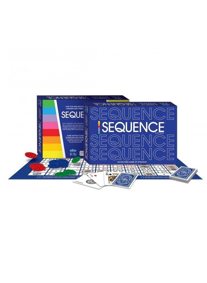 SEQUENCE Sequance is a group strategy game. It is a fun card and board game that combines intelligence and planning. It is suitable for children, adults, and all family members. It develops strategic thinking and a spirit of challenge. It is ideal for family gatherings and group evenings. - Card games - Group games - Family games - Board games - Image 5