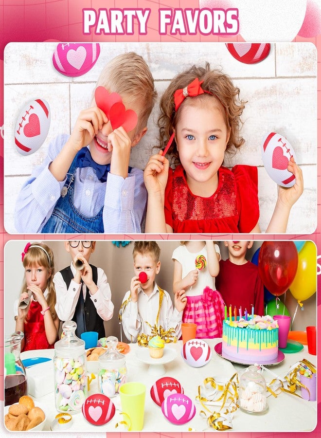 MiniInflat 24 Pcs Valentine‘s Day Football Stress Balls 3.43'' Football Squeeze Foam Balls Stress Relief Toys for Valentine‘s Day Party Game Favors (Heart, Red, Rose, White, Pink) - Image 2