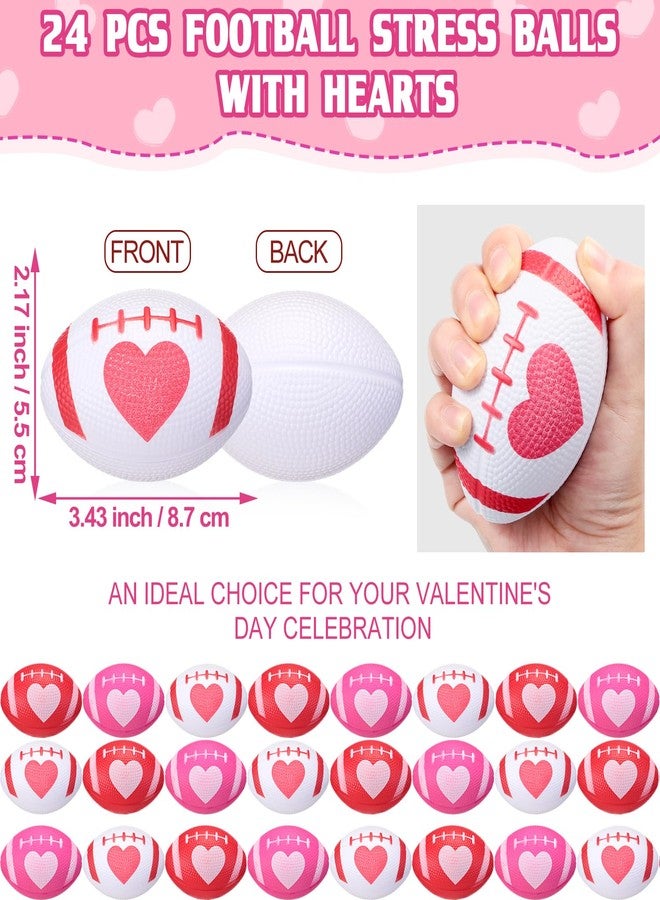 MiniInflat 24 Pcs Valentine‘s Day Football Stress Balls 3.43'' Football Squeeze Foam Balls Stress Relief Toys for Valentine‘s Day Party Game Favors (Heart, Red, Rose, White, Pink) - Image 4