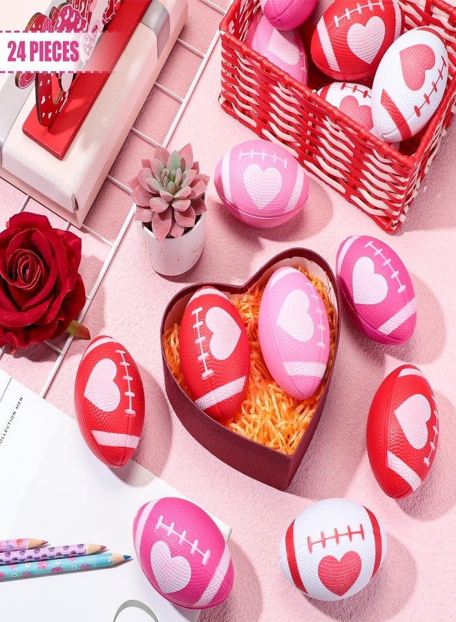 MiniInflat 24 Pcs Valentine‘s Day Football Stress Balls 3.43'' Football Squeeze Foam Balls Stress Relief Toys for Valentine‘s Day Party Game Favors (Heart, Red, Rose, White, Pink) - Image 3