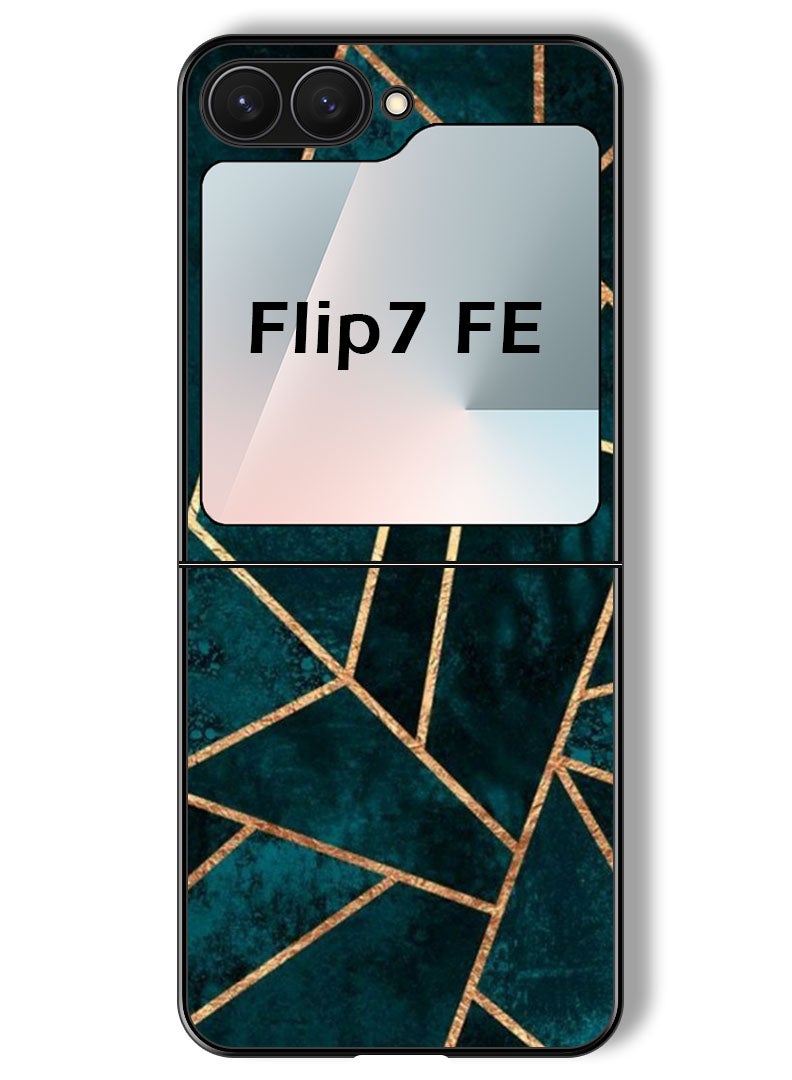 Theodor Case Compatible with Samsung Galaxy Z Flip 7 FE 6.7 Inch Protection Shockproof Bumper Cover Green Geometrical - Image 1