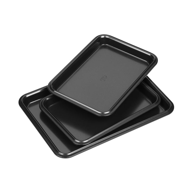 Tala Performance  Baking Tray Set of 3  Professional Baking Trays for Oven Non Stick  Steel Oven Tray for Cooking  Roasting  345 x 244cm Tray  25 x 18cm Trays