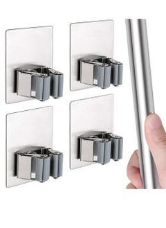 Bukela 4 PCS Broom Holder Mop Holder Broom & Mop Grippers Self Adhesive No Drilling Super Anti-Slip Broom and Dustpan Hanger Wall Mount Mops Rakes Holder for Home, Kitchen, Garden, Garage Storage  - Image 1