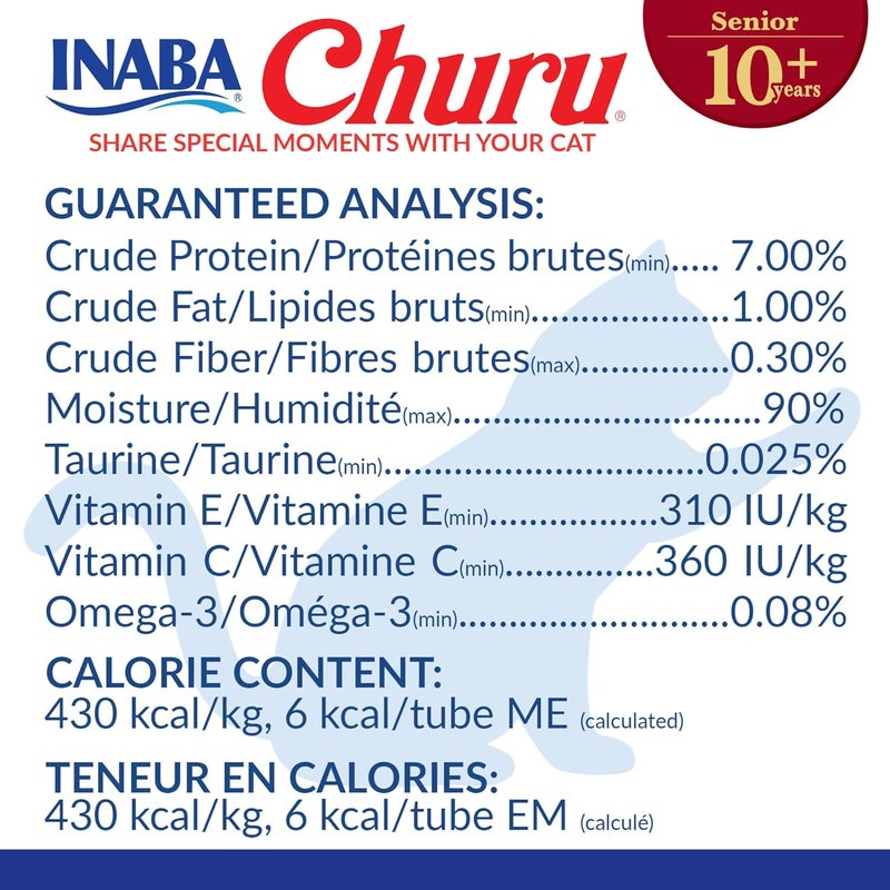 INABA Churu for Senior 10+, Creamy Lickable Cat Treats with Taurine, Vitamin E & C, 0.5 Ounces Each, 20 Tubes, Chicken Variety - Image 3