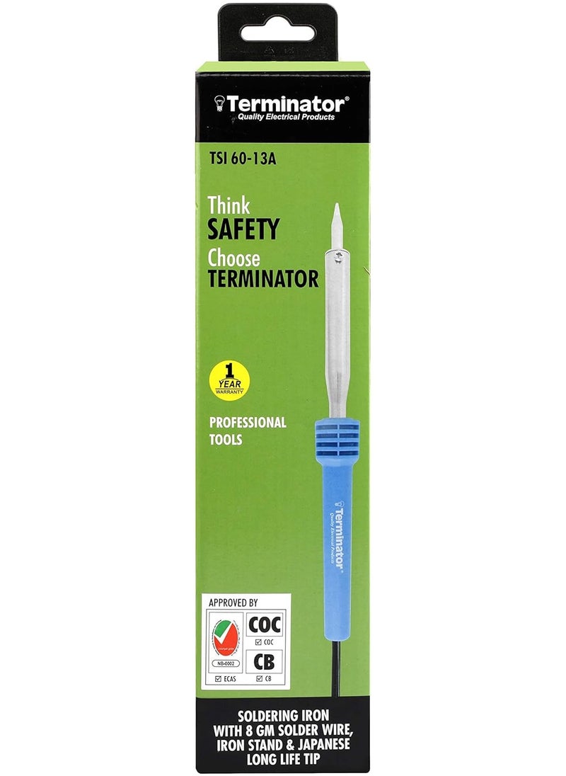 Terminator Terminator Soldering Iron 60W  with 13A plug, 8 Gm Solder  Wire, Metal Stand and long life  Tip. Esma Approved  - Image 2