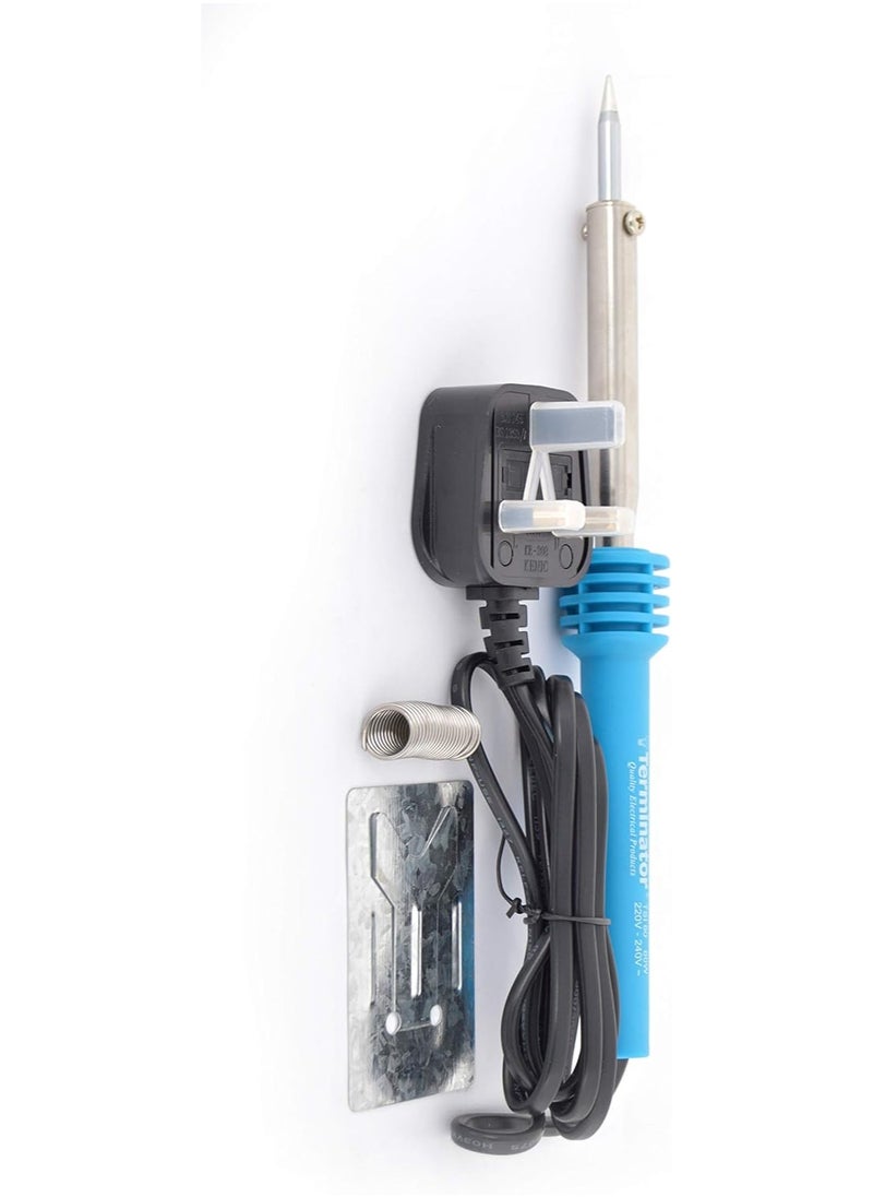 Terminator Terminator Soldering Iron 60W  with 13A plug, 8 Gm Solder  Wire, Metal Stand and long life  Tip. Esma Approved  - Image 1