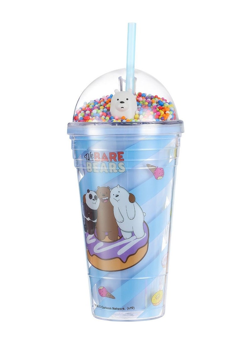 Miniso MINISO We Bare Bears 16oz Tumbler with Lid and Straw Insulated Double Wall BPA Free Leakproof Drinking Water Bottle Travel Mug Cup, Ice Bear 