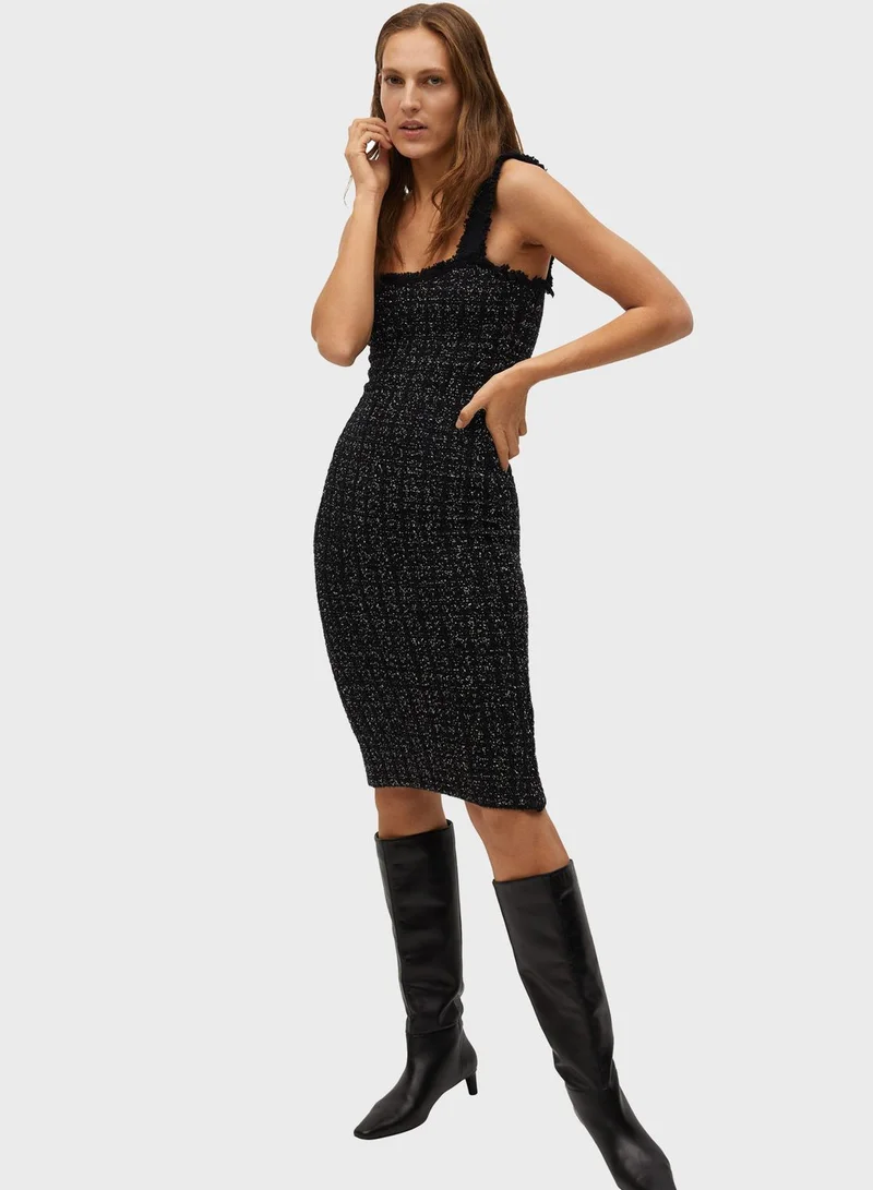 MANGO Wide Strap Knitted Dress