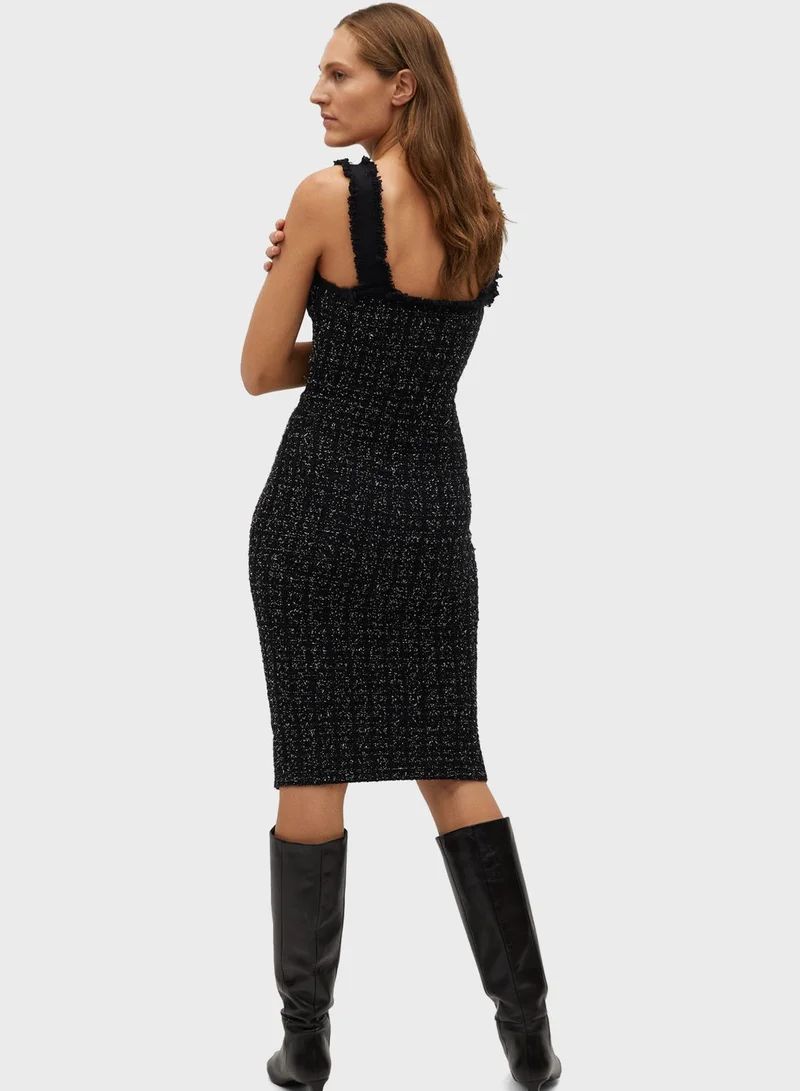MANGO Wide Strap Knitted Dress