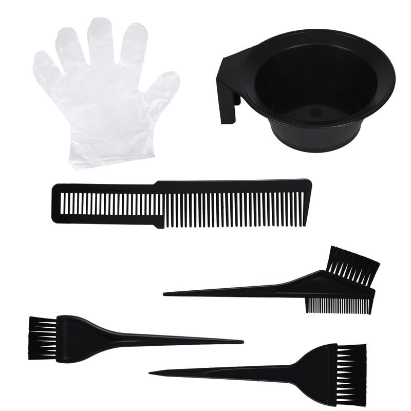 VEDETIC Plastic Dye Brush and Mixing Bowl Hair Colouring Kit - Includes Hair Dye Bowl, Colouring Applicator Brush with Disposal Hand Gloves for Salon and Home Use - Image 1