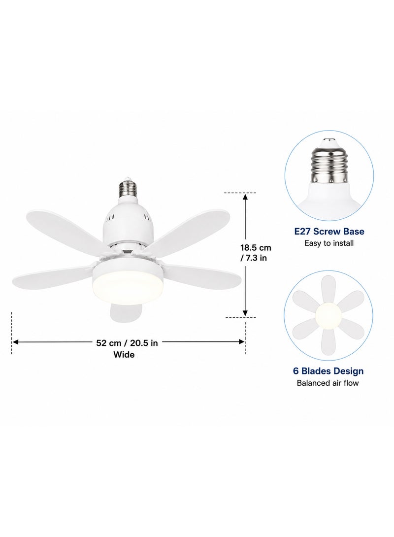 2-In-1 Ceiling Or Side Fan With LED Light, 6 Blades, E27 Base, 40W, 3 Speeds And Remote Control, White - Image 5