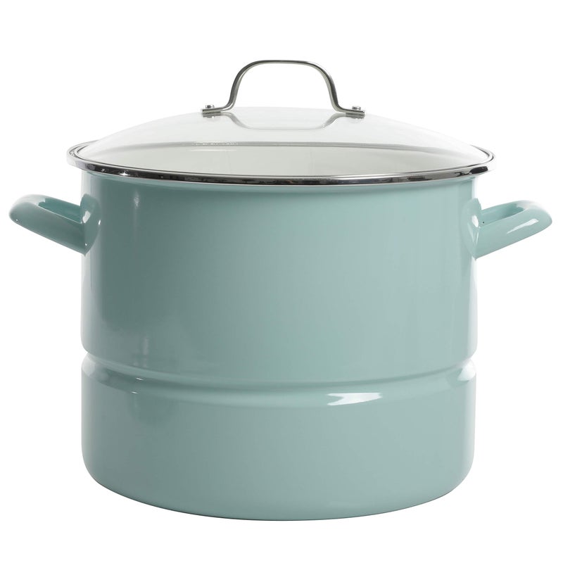 Kenmore Broadway 16-Quart Stock Pot With Steamer Insert and Lid, Glacier Blue, Large Stainless Steel Cookware for Boiling, Steaming, and Soups - Image 2