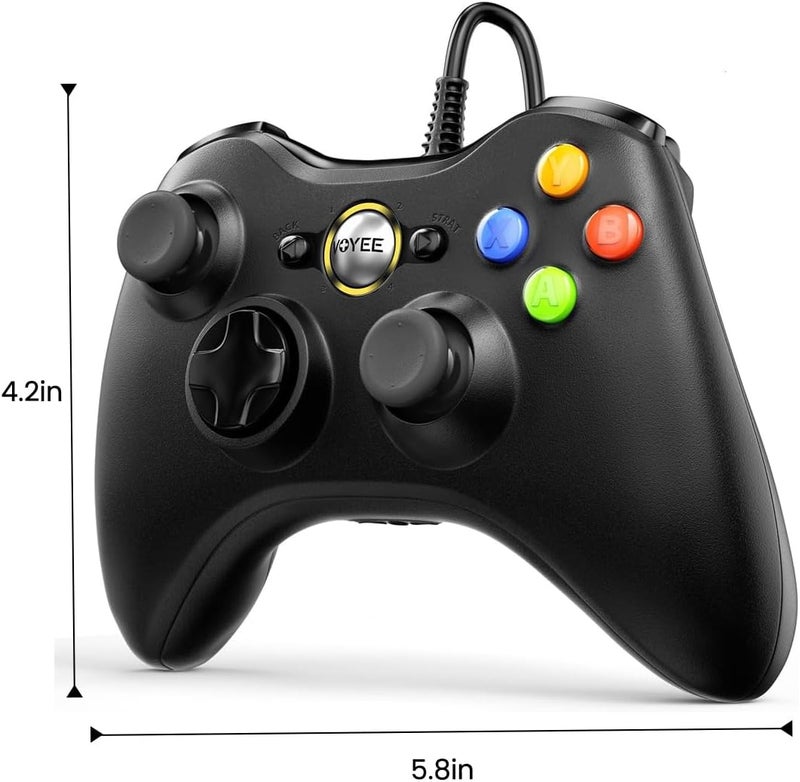 VOYEE PC Controller, Wired Controller Compatible with Microsoft Xbox 360 & Slim/PC Windows 10/8/7, with Upgraded Joystick, Double Shock | Enhanced (Black) - Image 2
