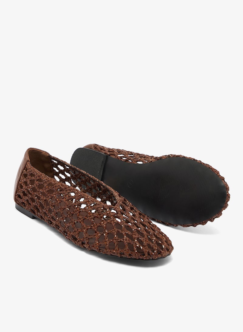 GLAMOROUS Chocolate Brown Woven Ballet Flats - Image 3