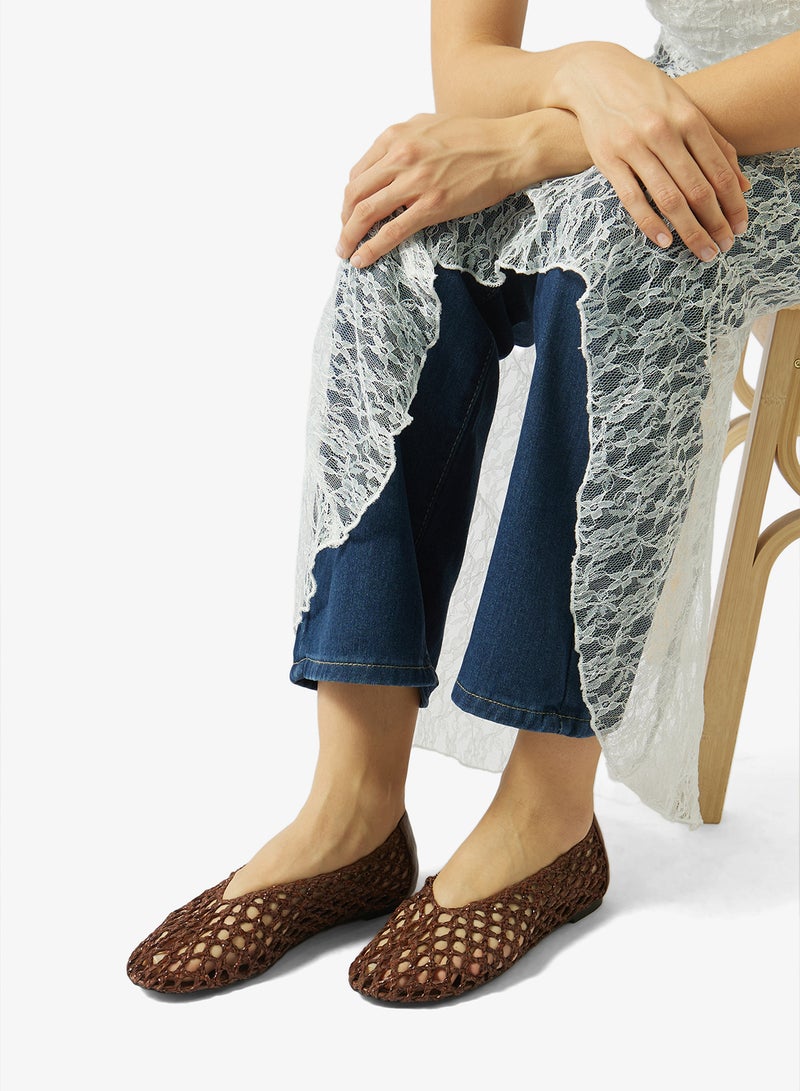 GLAMOROUS Chocolate Brown Woven Ballet Flats - Image 5
