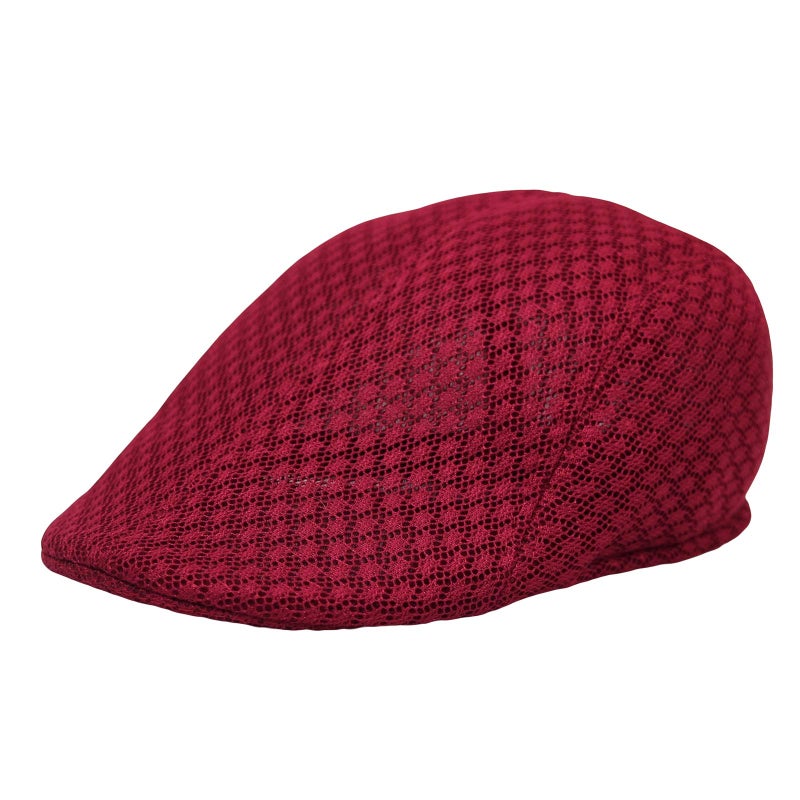 WITHMOONS Men Breathable Mesh Summer Hat Newsboy Cap Cabbie Cap UZ30053 (Red) - Image 1