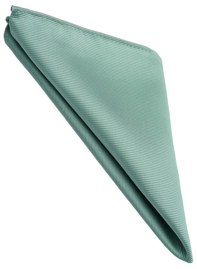 ZENXUS Regular Eucalyptus Green Tie and Pocket Square for Men, Solid Color Necktie Set, 3.2 inch Standard Width, 24 Eucalyptus, Regular - Image 3