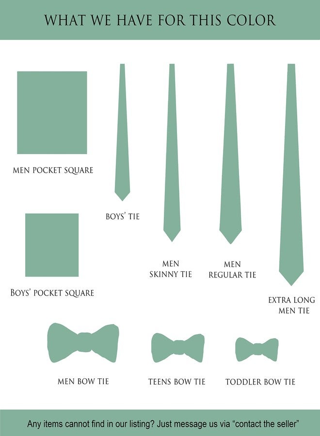 ZENXUS Regular Eucalyptus Green Tie and Pocket Square for Men, Solid Color Necktie Set, 3.2 inch Standard Width, 24 Eucalyptus, Regular - Image 5
