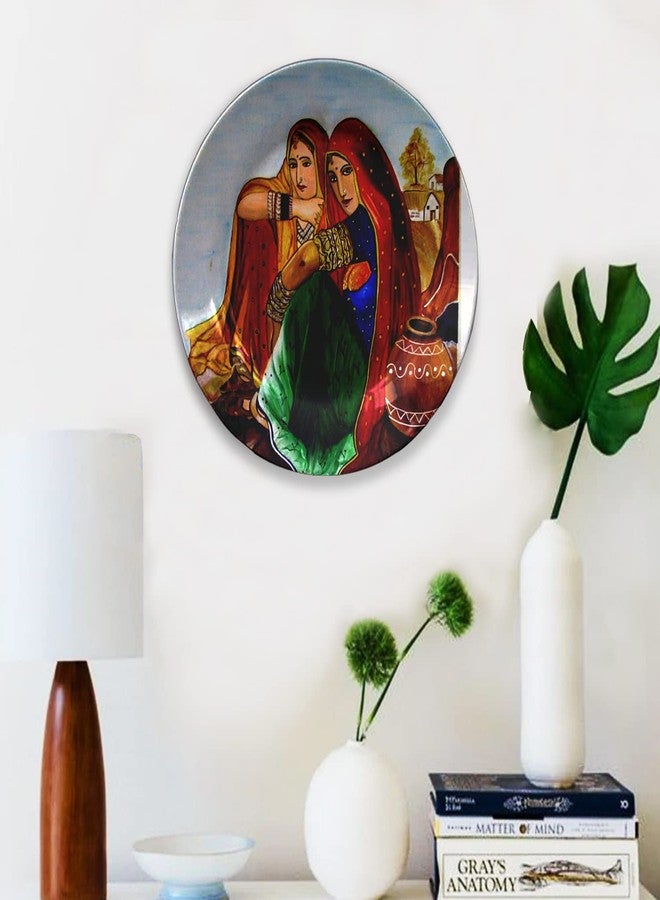 JIKRAA® Indian Traditional Art Ceramic Decorative Designer Wall and Table Top Plate/Platter with Stand and Hook, Decorative Wall Plates with Stand for Living Room, Home and Office - Design13 (8 Inch) - Image 2