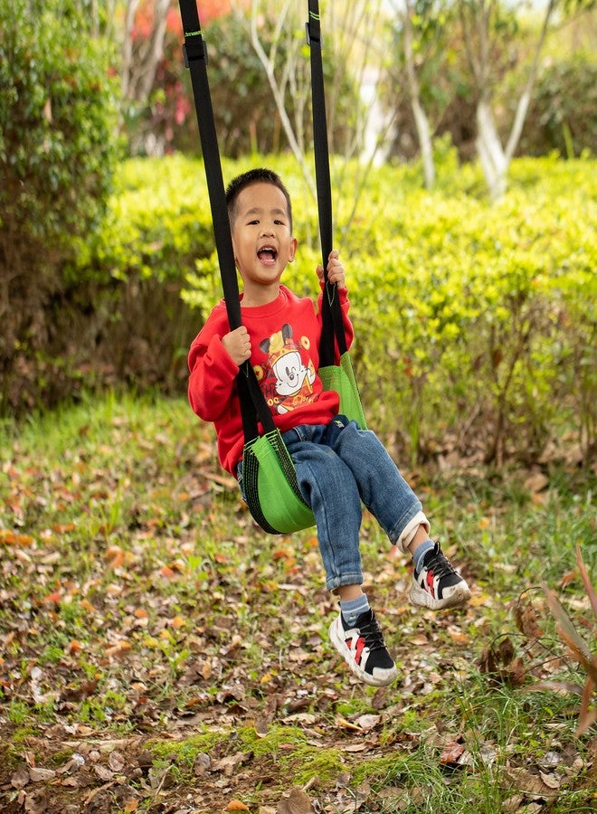 PLAYBERG Indoor and Outdoor Patio Playground Kids Fun Hanging Mesh Fabric Tree Swing with Adjustable Strap (Green) - Image 3