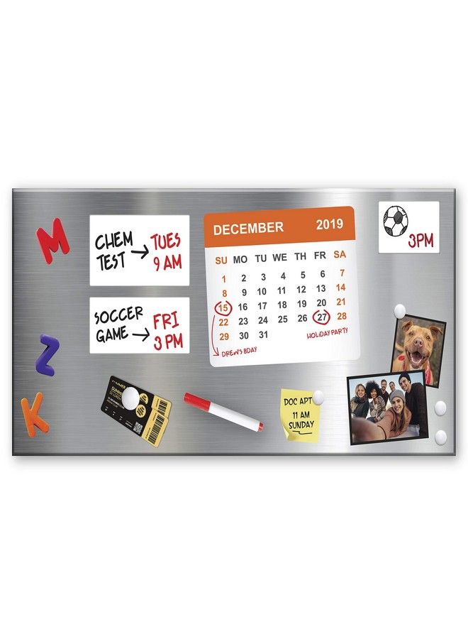 Essentially Yours Magnet And Message Board ; Large Mountable 30 X 14 X 0.7 Inch Steel Bulletin Board 2 Magnetic Dry Erase Pads Included (Silver)  - Image 1