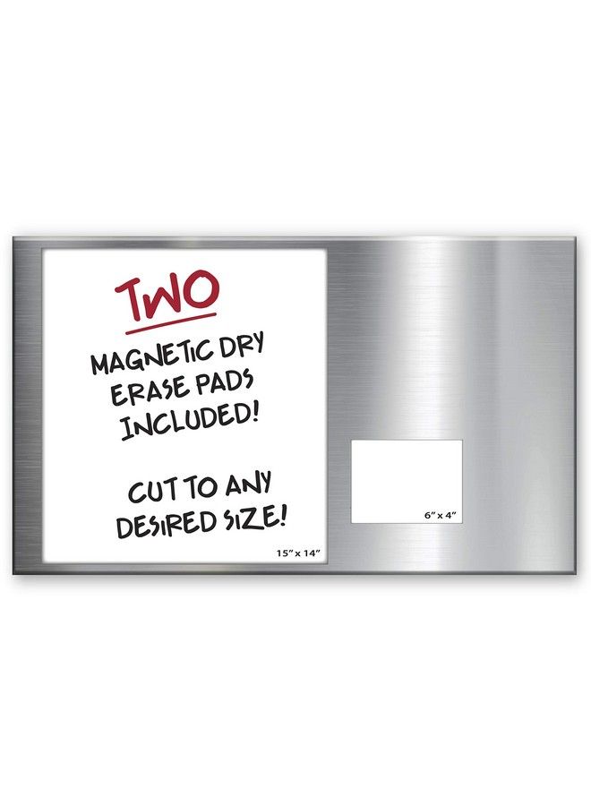 Essentially Yours Magnet And Message Board ; Large Mountable 30 X 14 X 0.7 Inch Steel Bulletin Board 2 Magnetic Dry Erase Pads Included (Silver)  - Image 4