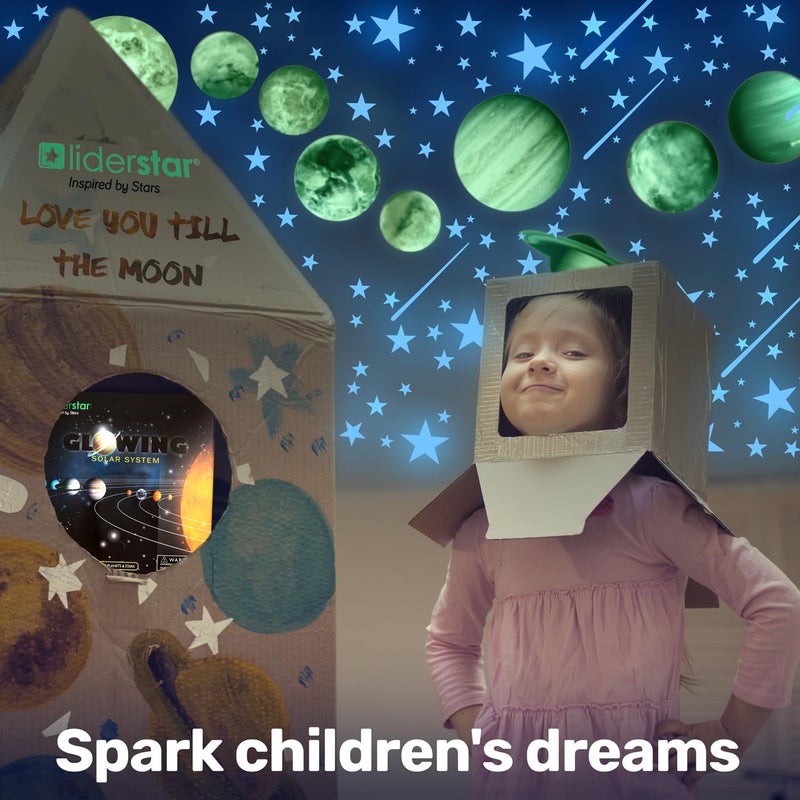 LIDERSTAR Glow in The Dark Stars and Planets, Bright Solar System Wall Stickers -Glowing Ceiling Decals for Kids Bedroom Any Room,Shining Space Decoration, Birthday Christmas Gift for Boys and Girls (Blue) - Image 5