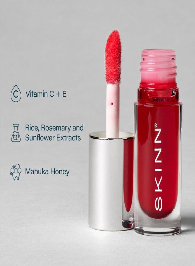 سكن زيت شفاه قرمزي لامع - يدعم إنتاج الكولاجين، وينعم الخطوط الدقيقة، ويلطف الشفاه الجافة والمتشققة - زيوت شفاه شفافة مرطبة - يحسن مرونة البشرة وملمسها وإشراقتها - فيتامين سي وعسل مانوكا - Image 3