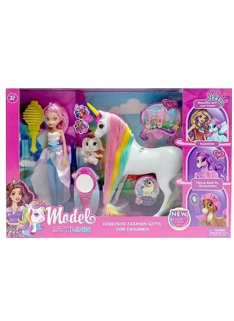 RAINBOW UNICORN DOLL, 16cm