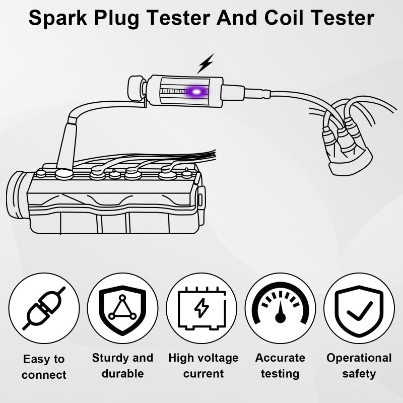 ecocstm Spark Plug Tester, Adjustable Ignition Coil Tester System, Coil Pack Tester, Spark Testers Tool, Spark Checker, Autos Diagnostic Test Tool for Automotive, Small Engines, Lawnmowers - Image 5