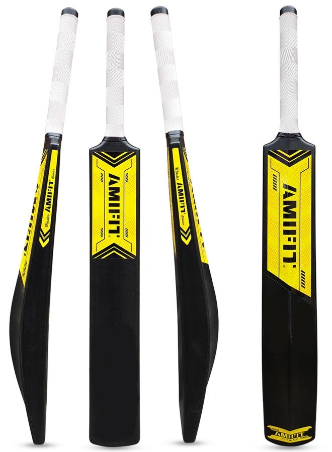 AMIFIT Plastic Cricket Bat for Tennis Ball Adults with Grip Full Size, Black - Image 1
