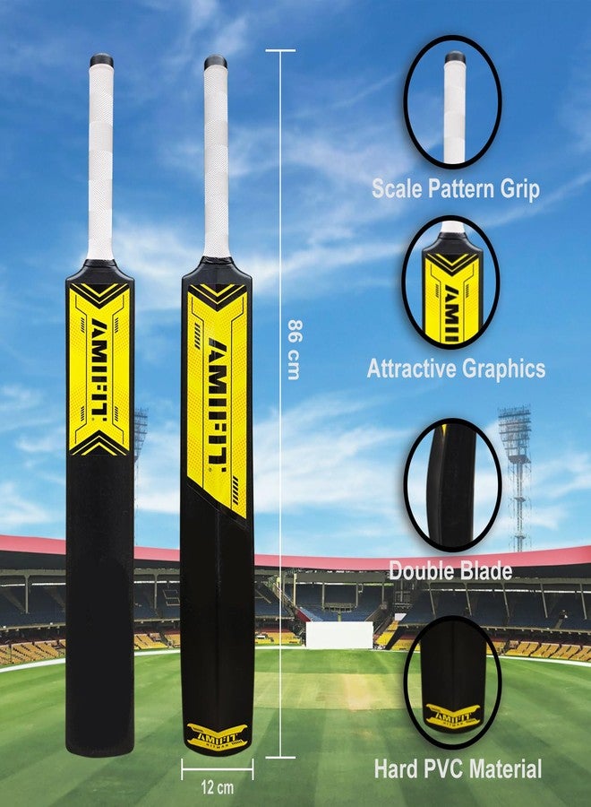 AMIFIT Plastic Cricket Bat for Tennis Ball Adults with Grip Full Size, Black - Image 2