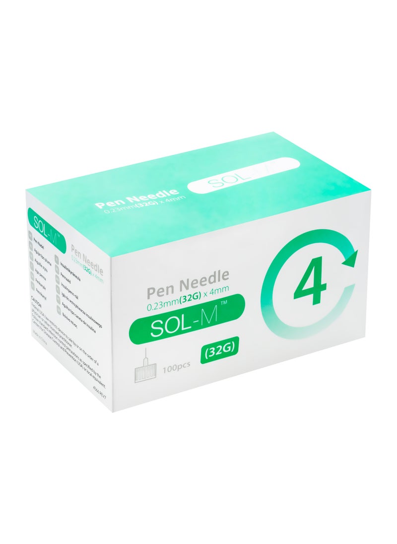 SOL-MILLENNIUM Sol M Pen Needle 32g 4mm 100 Pcs  - Image 1