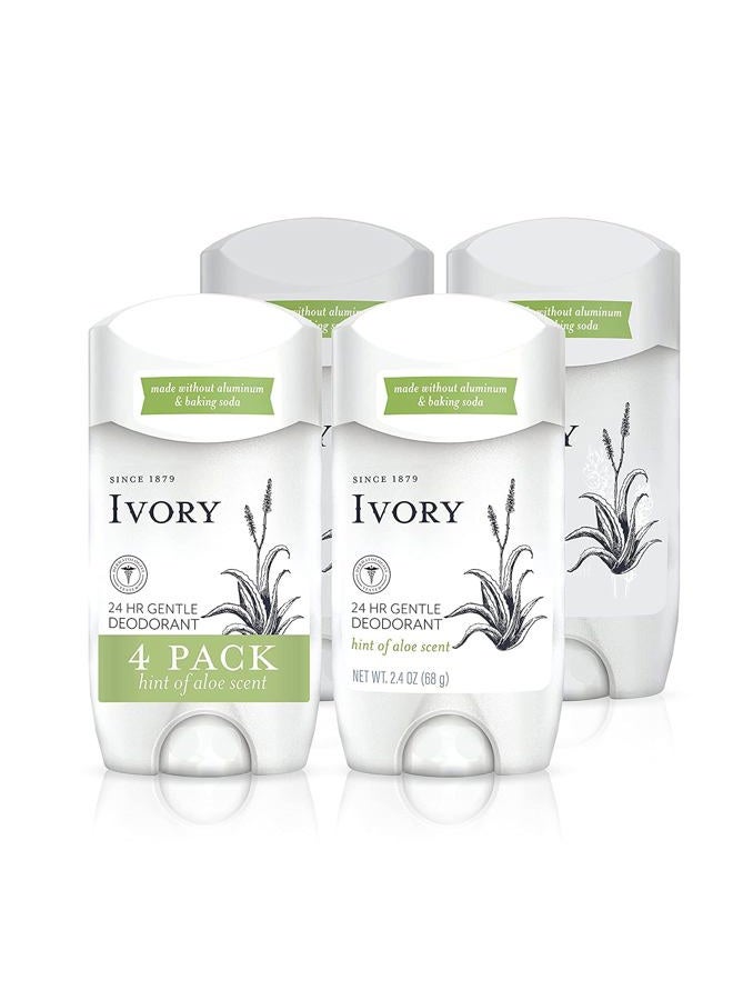 Ivory Deodorant, Hint of Aloe, Made without Aluminum and Baking Soda, 2.4 oz, Pack of 4  - Image 1