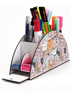 KutuTR Wooden Vip Cute Animal Model Desktop Pen Holder Organizer with Rainbow Ruler Mounted Boxed  - Image 1