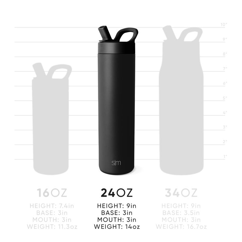 Simple Modern Water Bottle with Straw lid | Insulated Stainless Steel Thermos | Reusable Travel Water Bottles for Gym & Sports | Leak Proof & BPA Free | 24oz, Almond Birch - Image 4