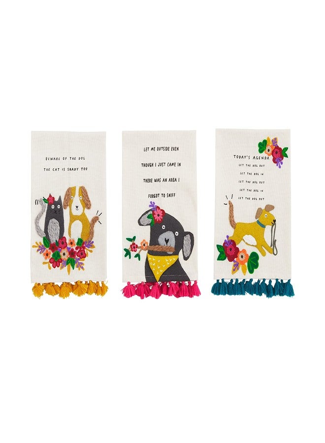 Mud Pie Funny Dog Embroidered Towel, Let Me, 14" x 21" - Image 4