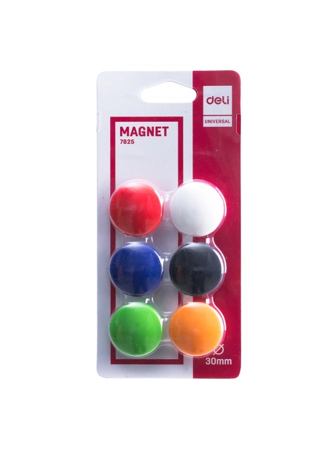 Deli 7825 Magnet 30mm -Pack-6 Assorted Colors - Image 2