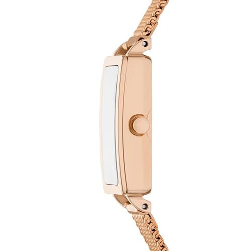 Skagen Women's Hagen Rectangular Three-Hand Rose Gold Stainless Steel Mesh Band Watch (Model: SKW3095) - Image 3