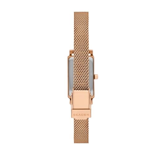 Skagen Women's Hagen Rectangular Three-Hand Rose Gold Stainless Steel Mesh Band Watch (Model: SKW3095) - Image 2