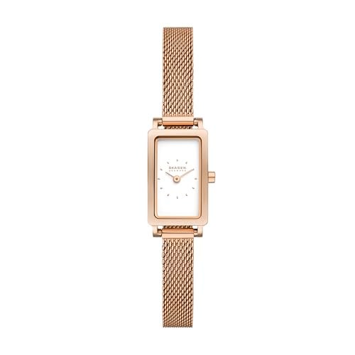 Skagen Women's Hagen Rectangular Three-Hand Rose Gold Stainless Steel Mesh Band Watch (Model: SKW3095) - Image 1