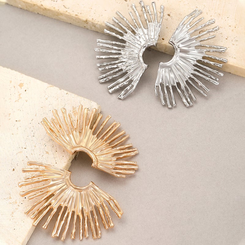ofeankri Fashionable Exaggerated Sunflower Earrings for Women - Trendy Party Retro Metal Cool Earrings - Image 4
