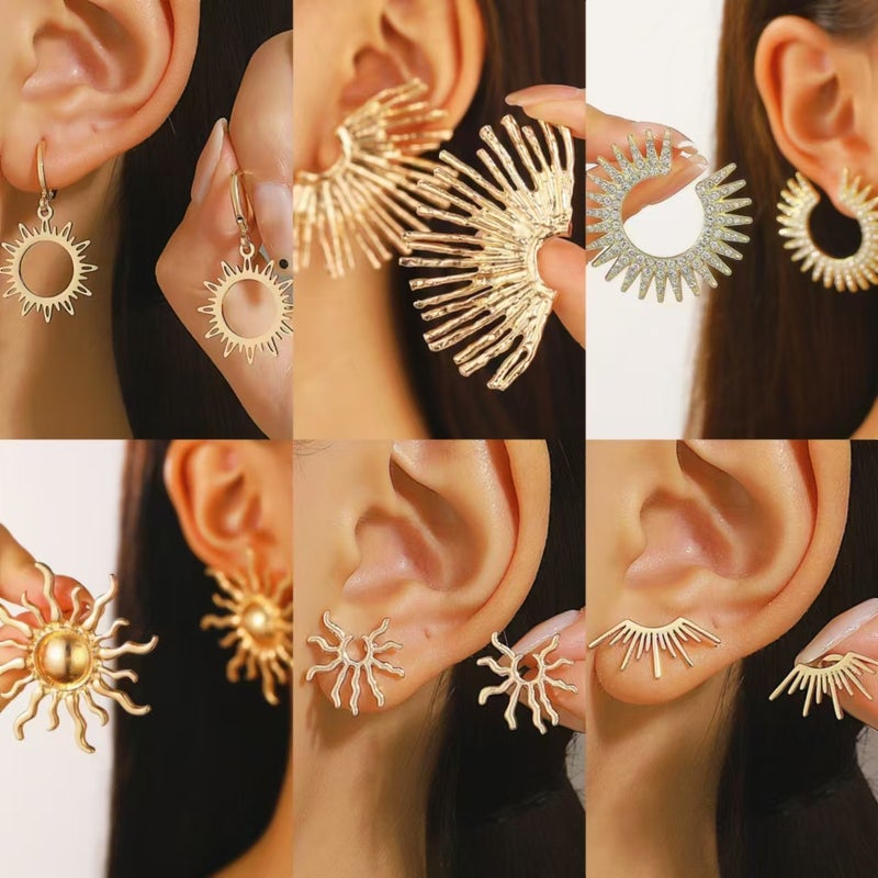 ofeankri Fashionable Exaggerated Sunflower Earrings for Women - Trendy Party Retro Metal Cool Earrings - Image 1