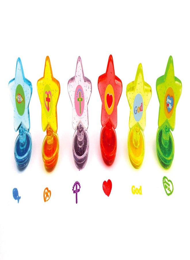 TINYMILLS 24 Pcs Religious Christian 2 in 1 Stackable Stacking Crayon with Extra Stamper Topper, Sunday School Classroom Rewards, Prizes, Christian Toys Sunday School Rewards - Image 5