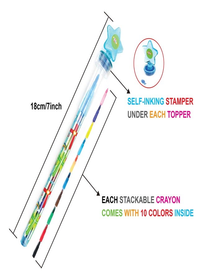 TINYMILLS 24 Pcs Religious Christian 2 in 1 Stackable Stacking Crayon with Extra Stamper Topper, Sunday School Classroom Rewards, Prizes, Christian Toys Sunday School Rewards - Image 3