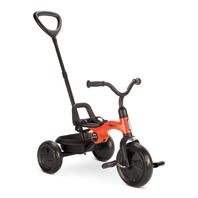Joovy Tricycoo Fold Go Toddler Tricycle Featuring Removable Adjustable Push Handle Lockable Front Pedals HeightAdjustable Seat 3Point Safety Harness and Rear Storage Box Rorange Large - Image 2