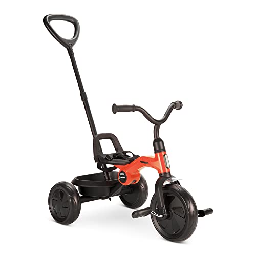 Joovy Tricycoo Fold Go Toddler Tricycle Featuring Removable Adjustable Push Handle Lockable Front Pedals HeightAdjustable Seat 3Point Safety Harness and Rear Storage Box Rorange Large - Image 1