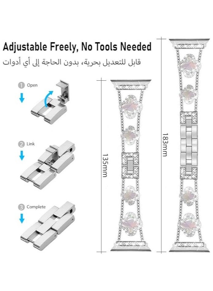 Smartwatch Strap ,Sparkling Diamond Metal Band for Apple Watch Series 9/8/7/6/5/4/3/2/1SE/Ultra ， Fits Women's Sizes 38mm 40mm 41mm 42mm 44mm 45mm 49mm - Image 2