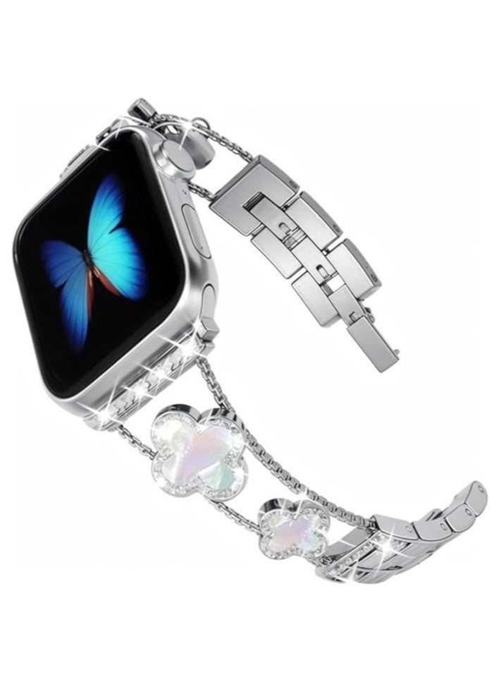 Smartwatch Strap ,Sparkling Diamond Metal Band for Apple Watch Series 9/8/7/6/5/4/3/2/1SE/Ultra ， Fits Women's Sizes 38mm 40mm 41mm 42mm 44mm 45mm 49mm - Image 4